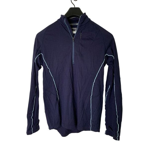 Icebreaker Merino GT wool 1/4 zip pullover long sleeve navy women's size medium - Picture 1 of 4
